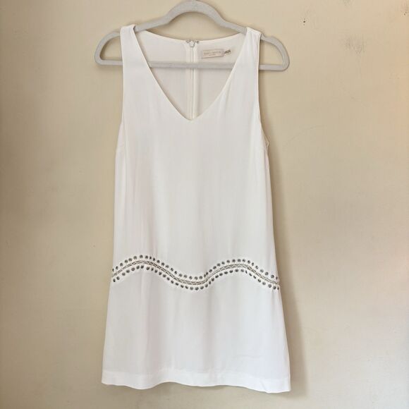 RAMY BROOK Ivory White Shift Laced Up Detail Dress Size 6 Bride Cocktail - Picture 2 of 10